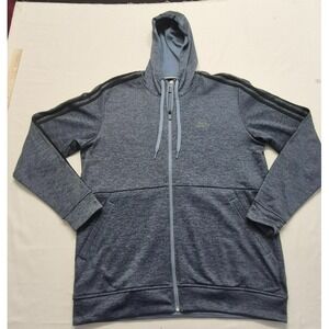 Adidas Men's grayish blue‎ full zip hooded sweatshirt Jacket drawstring  Lg